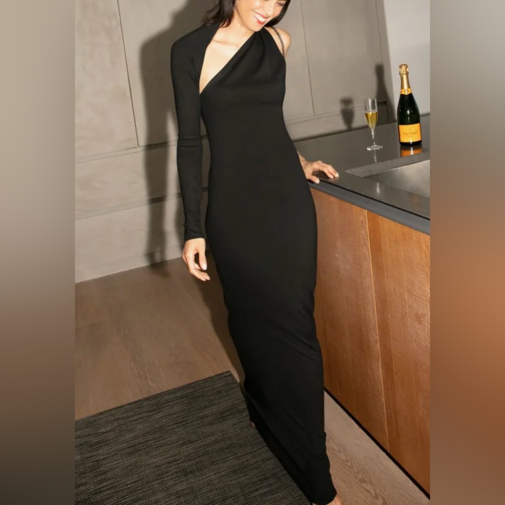 Marcella Manhattan One-Shoulder Ponte Knit Gown